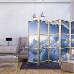 Paravent japonais - Aerial Landscapes: Rays Illuminating Fluffy Cloud Formations