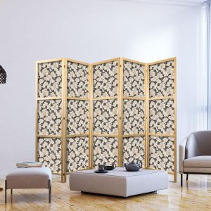 Paravent japonais - Among Pink Shrubs - White and Beige Rabbits on a Blooming Meadow