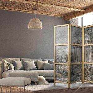 Paravent japonais - Antique Landscape - Greek Temple on a Hill Among Lush Vegetation