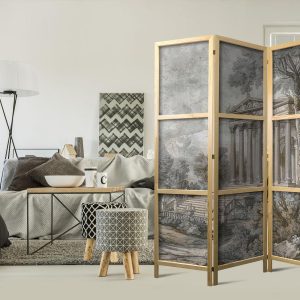 Paravent japonais - Antique Landscape - Greek Temple on a Hill Among Lush Vegetation