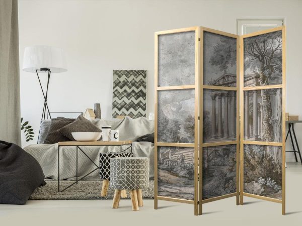 Paravent japonais - Antique Landscape - Greek Temple on a Hill Among Lush Vegetation