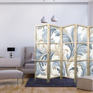 Paravent japonais - Baroque Ornaments in Light - Cream-Blue Colors