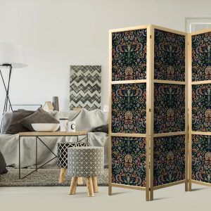 Paravent japonais - Baroque Ornaments in Patinated Gold and Browns - Retro Motif