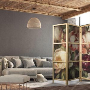 Paravent japonais - Blooming Peonies - Charismatic Flowers Bathed in Sunlight