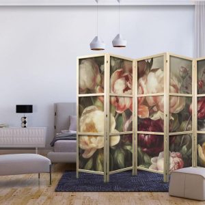 Paravent japonais - Blooming Peonies - Charismatic Flowers Bathed in Sunlight