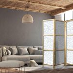 Paravent japonais - Blue Fish - Blue Outlines of Various Fish Species on a White-Blue Background