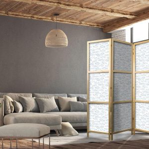 Paravent japonais - Blue Fish - Blue Outlines of Various Fish Species on a White-Blue Background