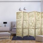 Paravent japonais - Botanical Motif with Leaves and Vines in Sandy Colors