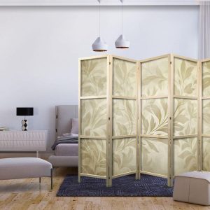 Paravent japonais - Botanical Motif with Leaves and Vines in Sandy Colors
