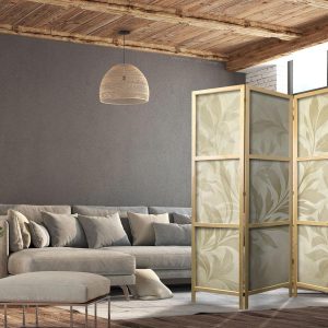 Paravent japonais - Botanical Motif with Leaves and Vines in Sandy Colors