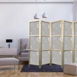 Paravent japonais - Cosmic Fireworks - Elegant Pattern with Moons and Stars on a Gray Background