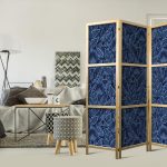 Paravent japonais - Dense Vegetation - Botanical Patterns in Illustrative Style Blue