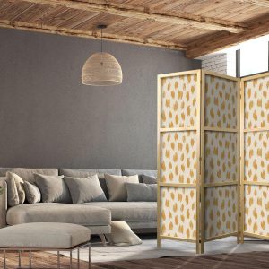 Paravent japonais - Drawn Pattern in Dots and Spots - in Shades of Orange and Ecru