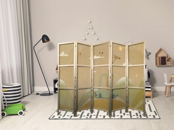 Paravent japonais - Dreamy Traveler - Giraffe driving a car on a beautiful sunny day