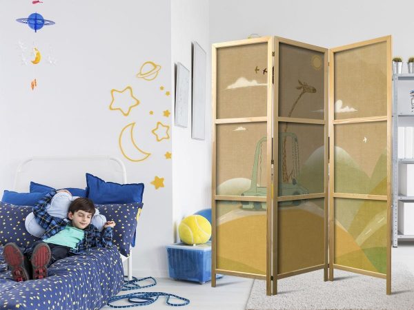 Paravent japonais - Dreamy Traveler - Giraffe driving a car on a beautiful sunny day