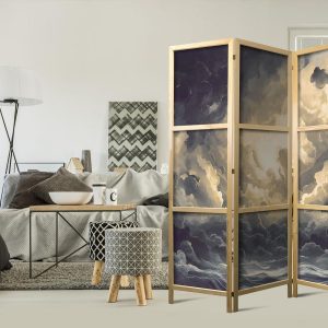 Paravent japonais - Epic Light Play: The Sun Battling for Dominance Over the Clouds