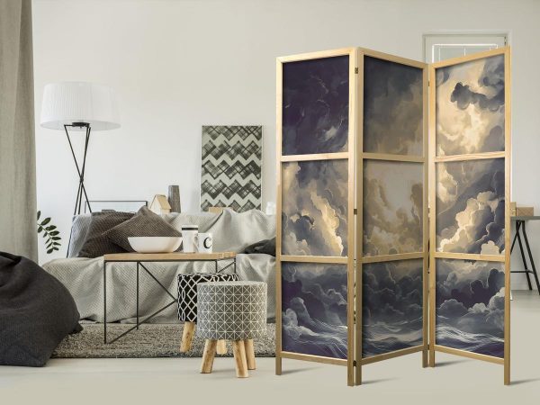 Paravent japonais - Epic Light Play: The Sun Battling for Dominance Over the Clouds