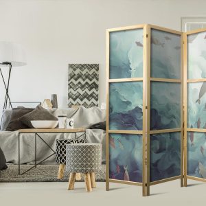 Paravent japonais - Escaping Fish - Very Fast Swimming Fish in Muted Colors Among Ocean Depths