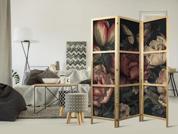 Paravent japonais - Floral Illustration - Magnificent Flower Buds on a Turquoise Background