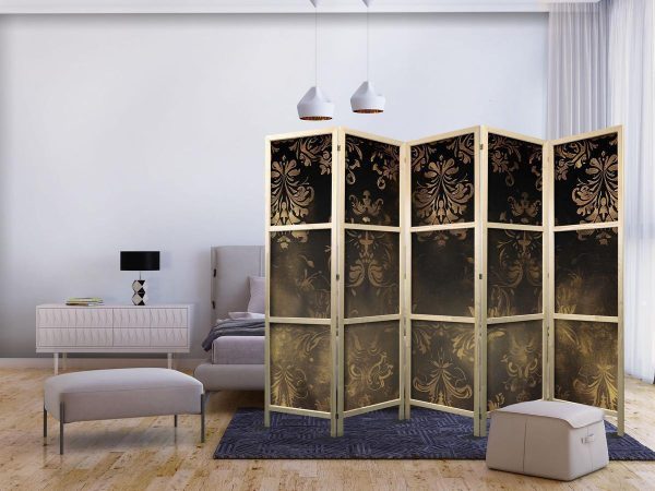 Paravent japonais - Floral Ornaments Carved in Delicate Sepia and Brown Shades