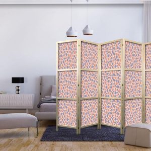 Paravent japonais - Giraffe Pattern - Colorful Animal Pattern in Blue-Pink Spots
