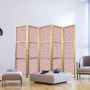 Paravent japonais - Giraffe Pattern - Colorful Animal Pattern in Blue-Pink Spots