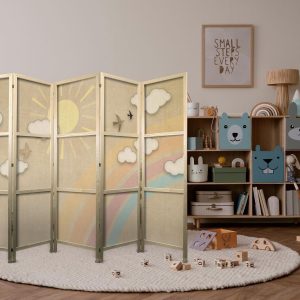 Paravent japonais - Holiday Sky - A rainbow on a sunny day and flying birds