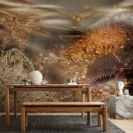 Paravent japonais - In the Botanical Garden - Flowers Birds and Butterflies - Colorful Illustration