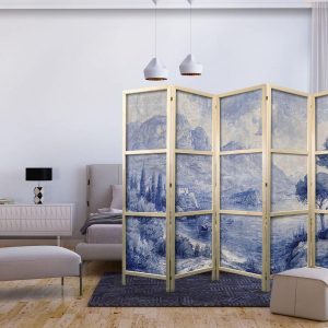 Paravent japonais - Italian Landscape - Lake Como Painted in Shades of Blue