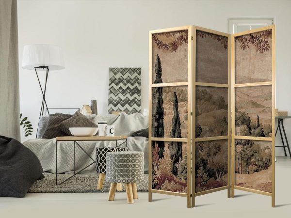 Paravent japonais - Landscape with Cypresses - Old Tapestry with Mediterranean Vegetation