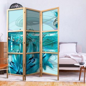 Paravent japonais - Lilies in Pale Blue I