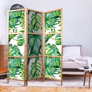 Paravent japonais - Monstera and Palm Leaves I