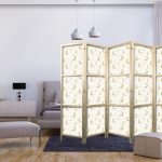 Paravent japonais - Moonlit Nights - Delicate Moons and Clouds in Warm Tones