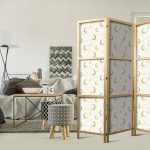 Paravent japonais - Moonlit Nights - Delicate Moons and Clouds in Warm Tones