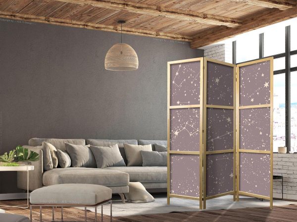 Paravent japonais - Night Sky - Artistic Constellations and Stars in Pastel Shades