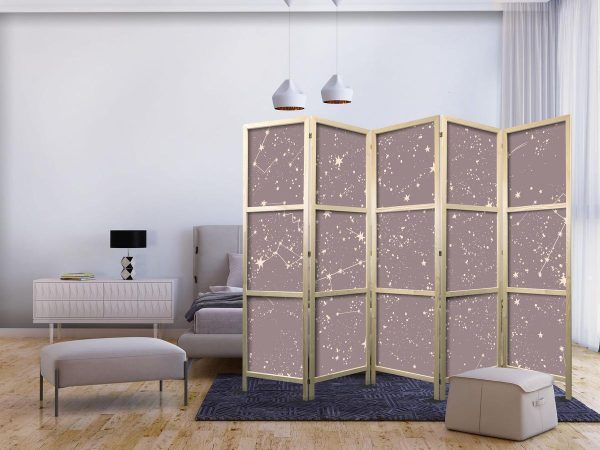 Paravent japonais - Night Sky - Artistic Constellations and Stars in Pastel Shades