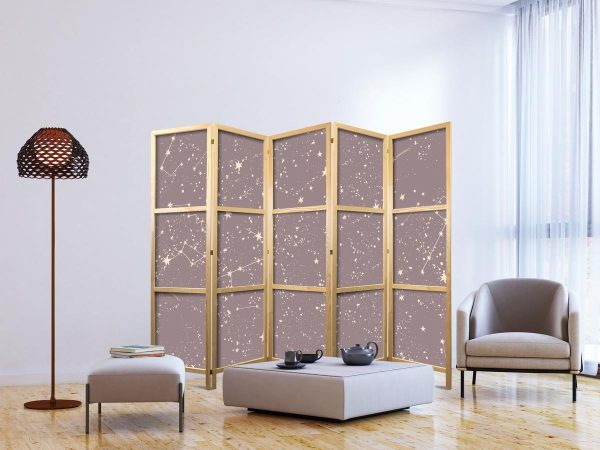 Paravent japonais - Night Sky - Artistic Constellations and Stars in Pastel Shades