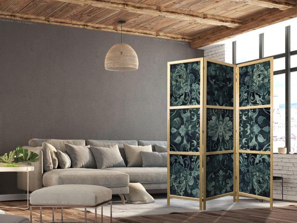 Paravent japonais - Oriental Pattern Carpet - Emerald Ornaments and Worn Patterns