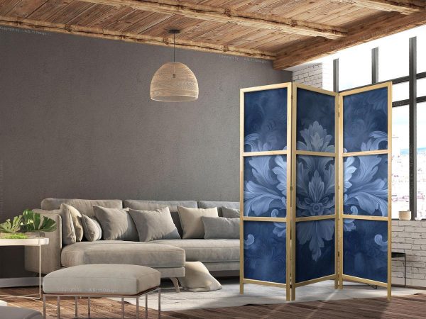 Paravent japonais - Ornament in Blue and Cool Colors - Dark Blue Decoration