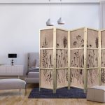 Paravent japonais - Plant Vintage - Delicate Field Flowers on a Background in Lime Wash Technique