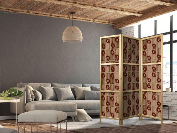 Paravent japonais - Predatory Streaks - Red Abstract Shapes Inspired by Tribal