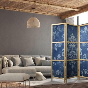 Paravent japonais - Retro Ornament - Decorative Motif in Worn Blues