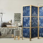 Paravent japonais - Retro Ornament - Decorative Motif in Worn Blues