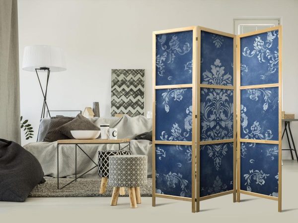 Paravent japonais - Retro Ornament - Decorative Motif in Worn Blues