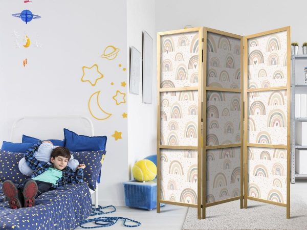 Paravent japonais - Spring - Pastel Rainbows on a Rainy Day with Hearts