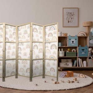 Paravent japonais - Spring - Pastel rainbows on a rainy day with hearts