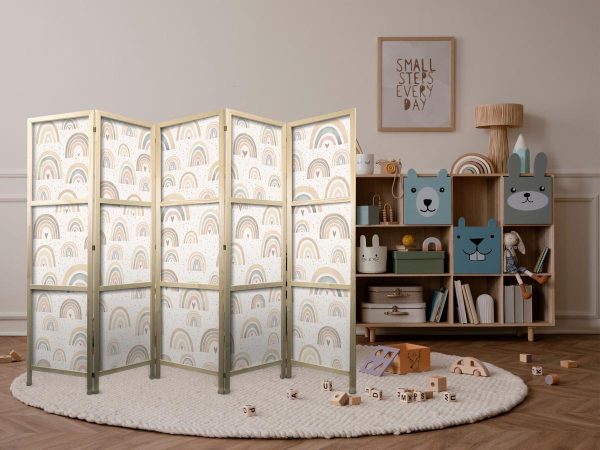 Paravent japonais - Spring - Pastel rainbows on a rainy day with hearts