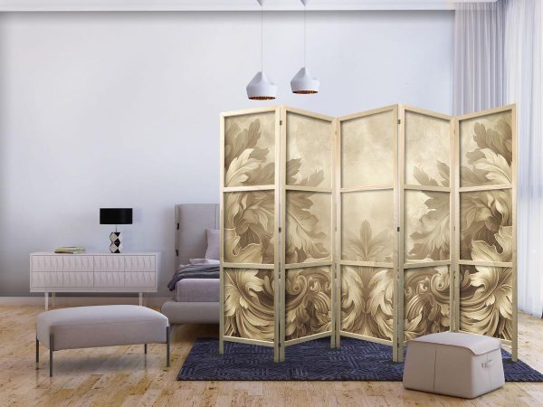 Paravent japonais - Stone Baroque Ornaments in Light Shades of Gray-Blue