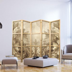 Paravent japonais - Stone Baroque Ornaments in Light Shades of Gray-Blue