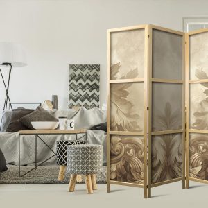 Paravent japonais - Stone Baroque Ornaments in Light Shades of Gray-Blue